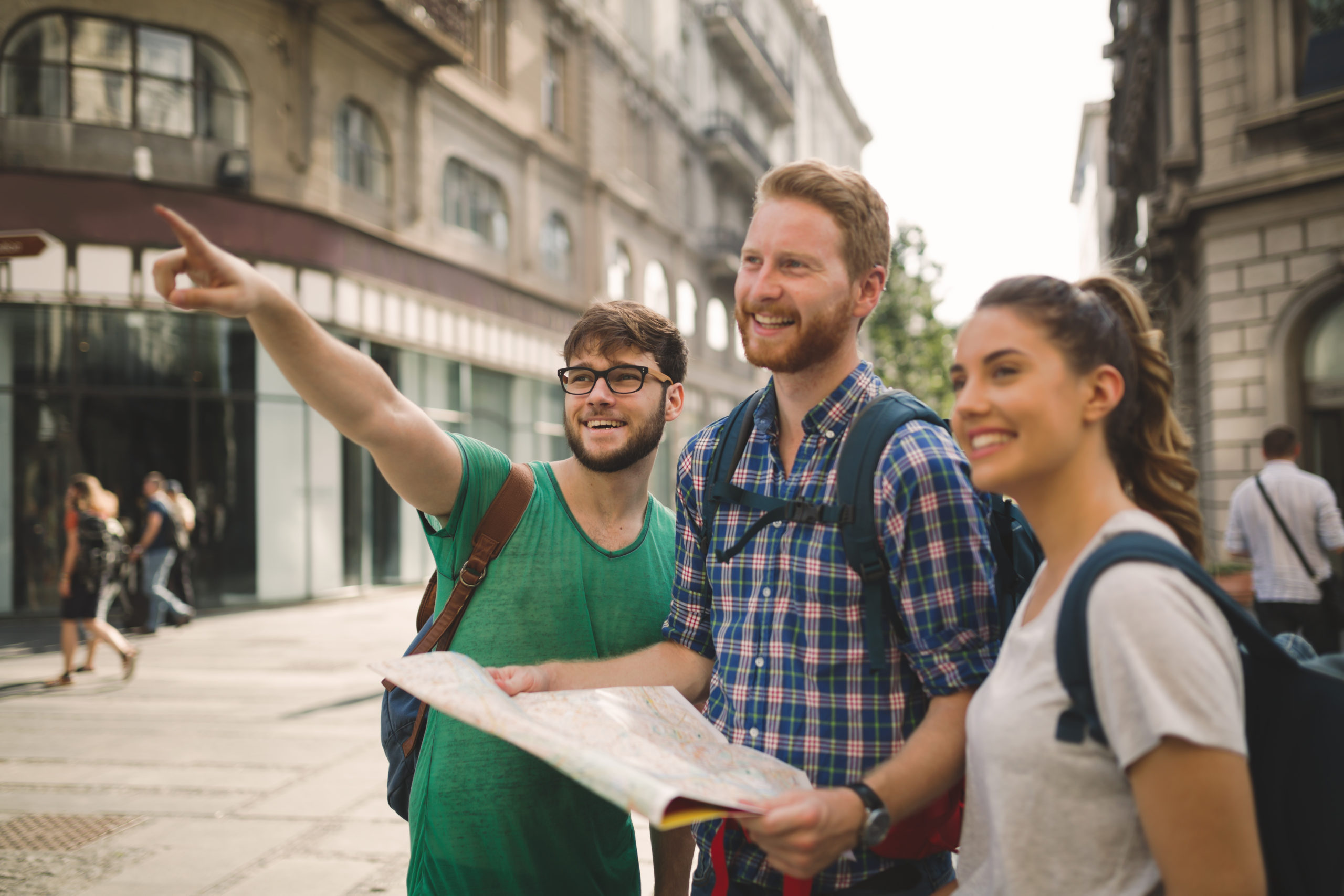 Travelers exploring an international destination
